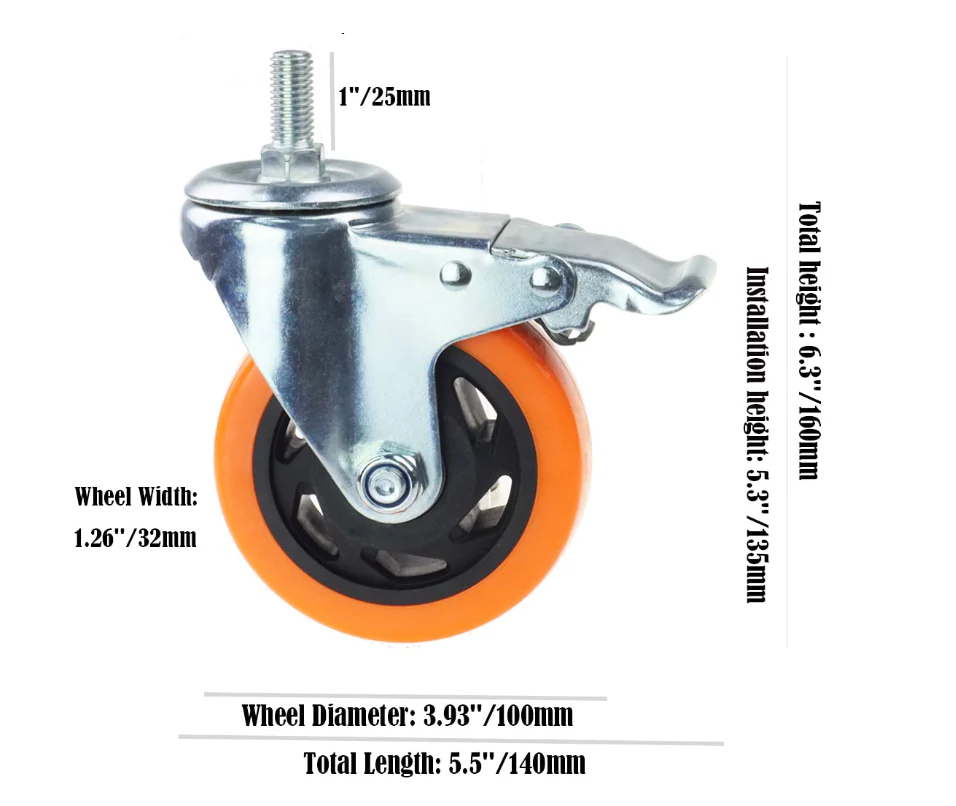 4 inch caster set for Elegoo Orange Storm Giga - Image 4